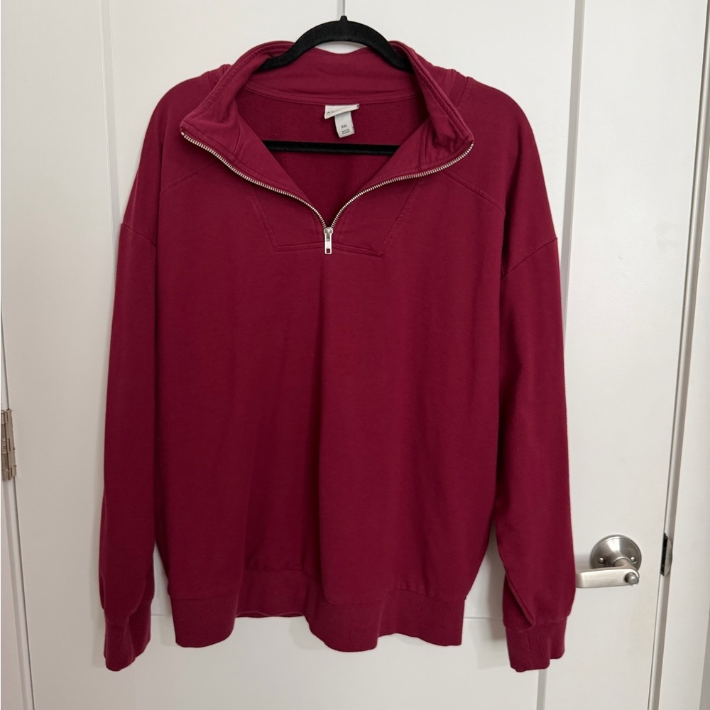 Ava & Viv Women’s Maroon Zip-Up Sweater XXL